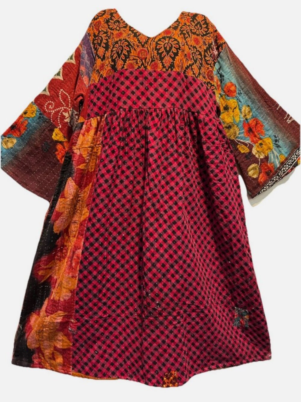 Nwt FUNKY STUFF hippie boho vintage cotton pocket kantha maxi DRESS 1X
